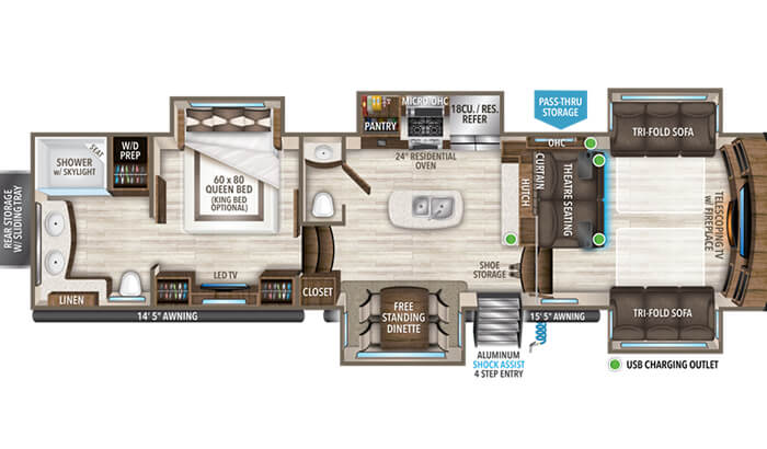 Solitude 380FL floor plan diagram.